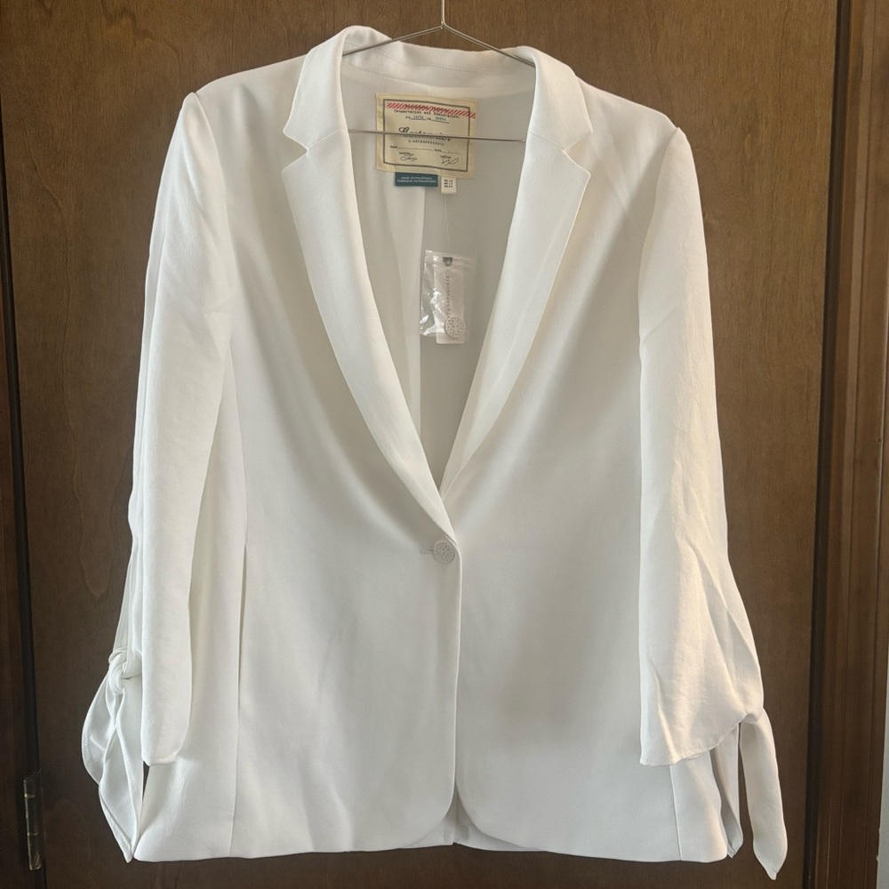 Anthropologie Cream Blazer with Tie Sleeves